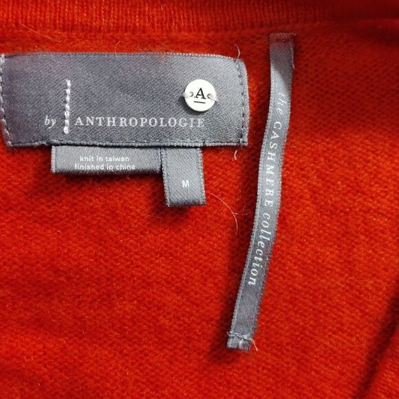 Anthropology red 100% cashmere sweater(small hole dime next to it) - Picture 3 of 7